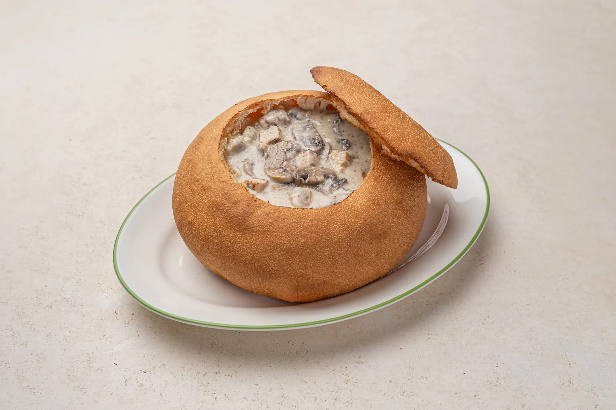 Creamy Chicken & Mushroom in Bread Bowl