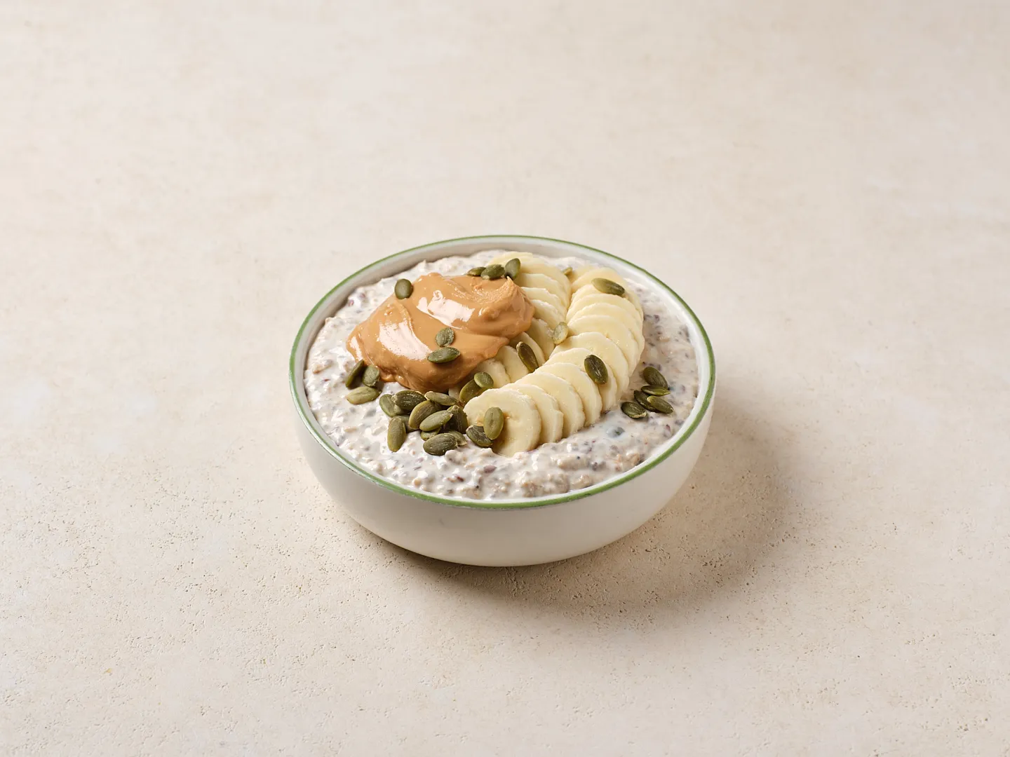 Overnight Oats,Banana,Peanut Butter,Pumpkin Seeds