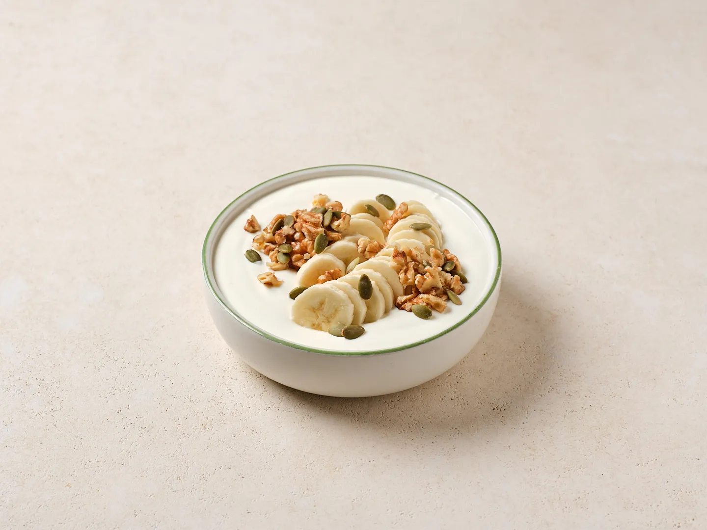 Unsweetened Yogurt, Banana, Pumpkin Seeds, Walnuts