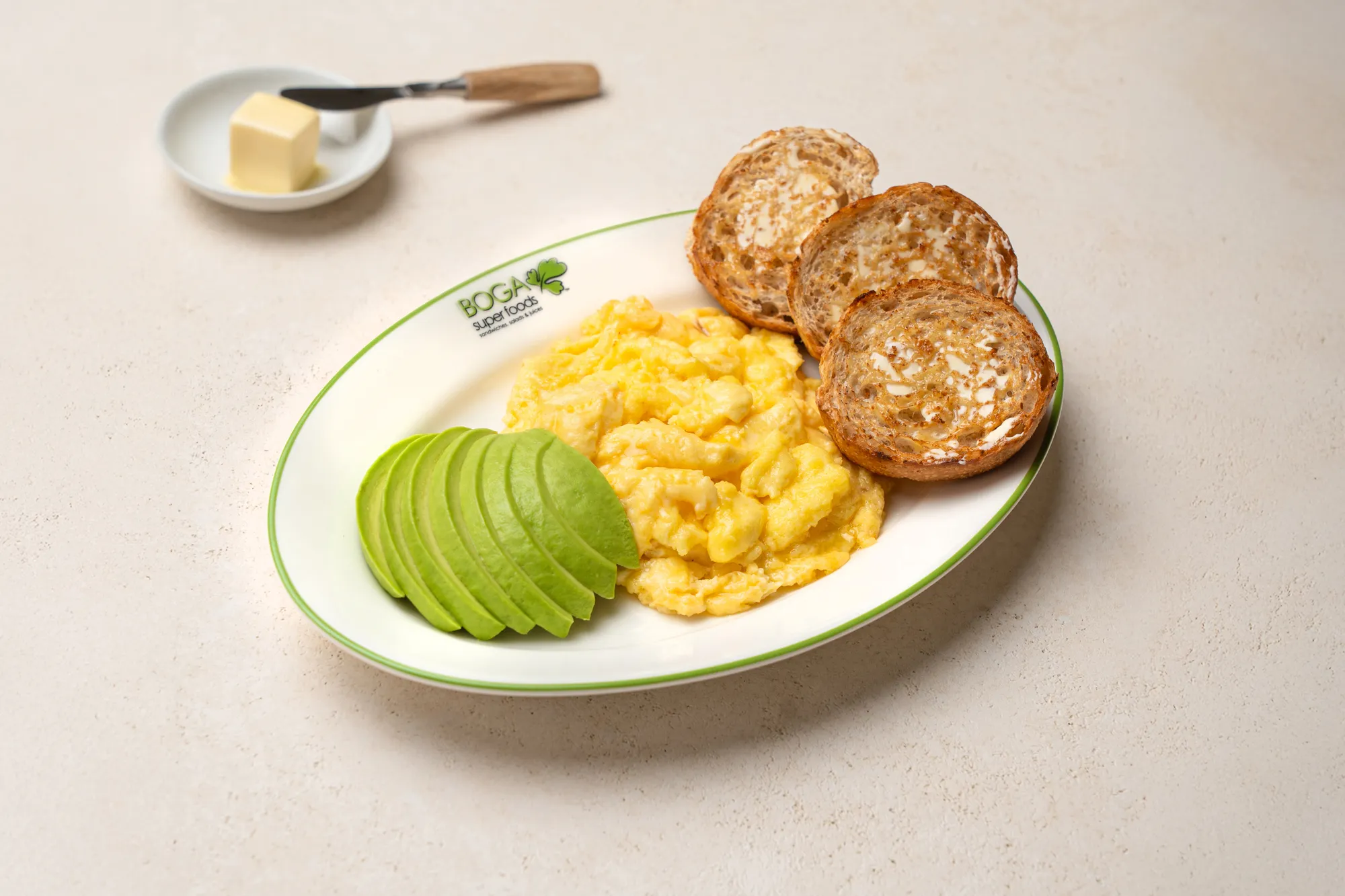 Scrambled Eggs Avocado & Buttered Toast